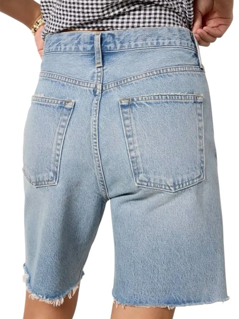 Agolde Riley Cut Off Light Blue High-Rise Bermuda Denim Shorts